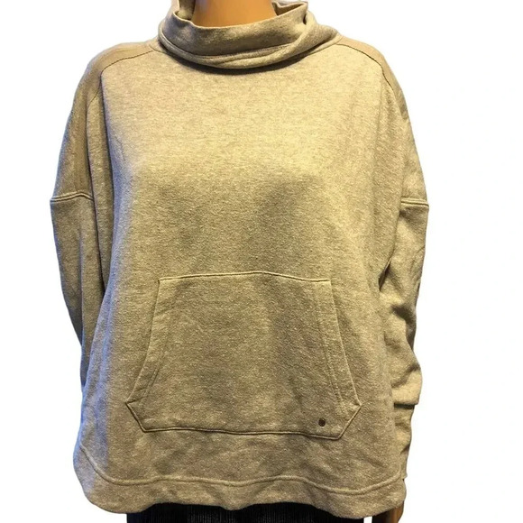 Prana Cowl neck Oversized Cozy Comfortable Pullover Gray Sweater Women S Pocket - Picture 1 of 7